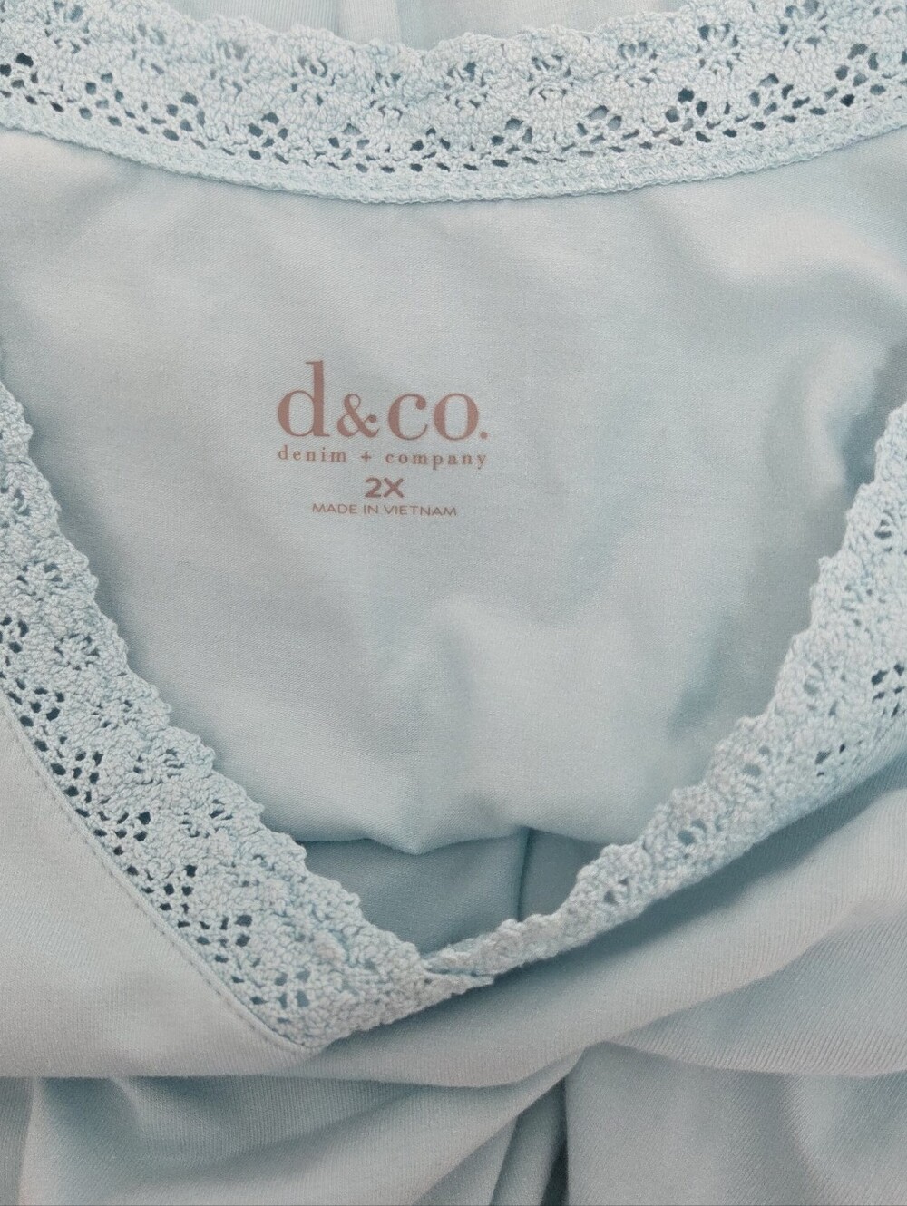 Denim & Co. Light Blue Perfect Jersey Maxi Dress Lace Trim NWOT - Picture 10 of 13